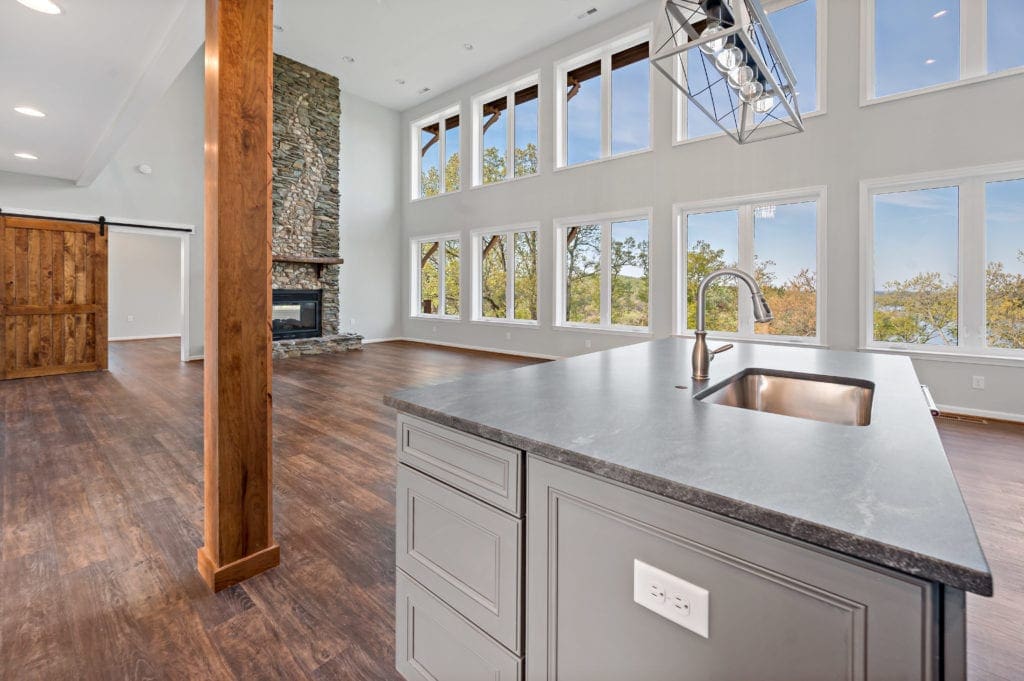 custom living room with windows